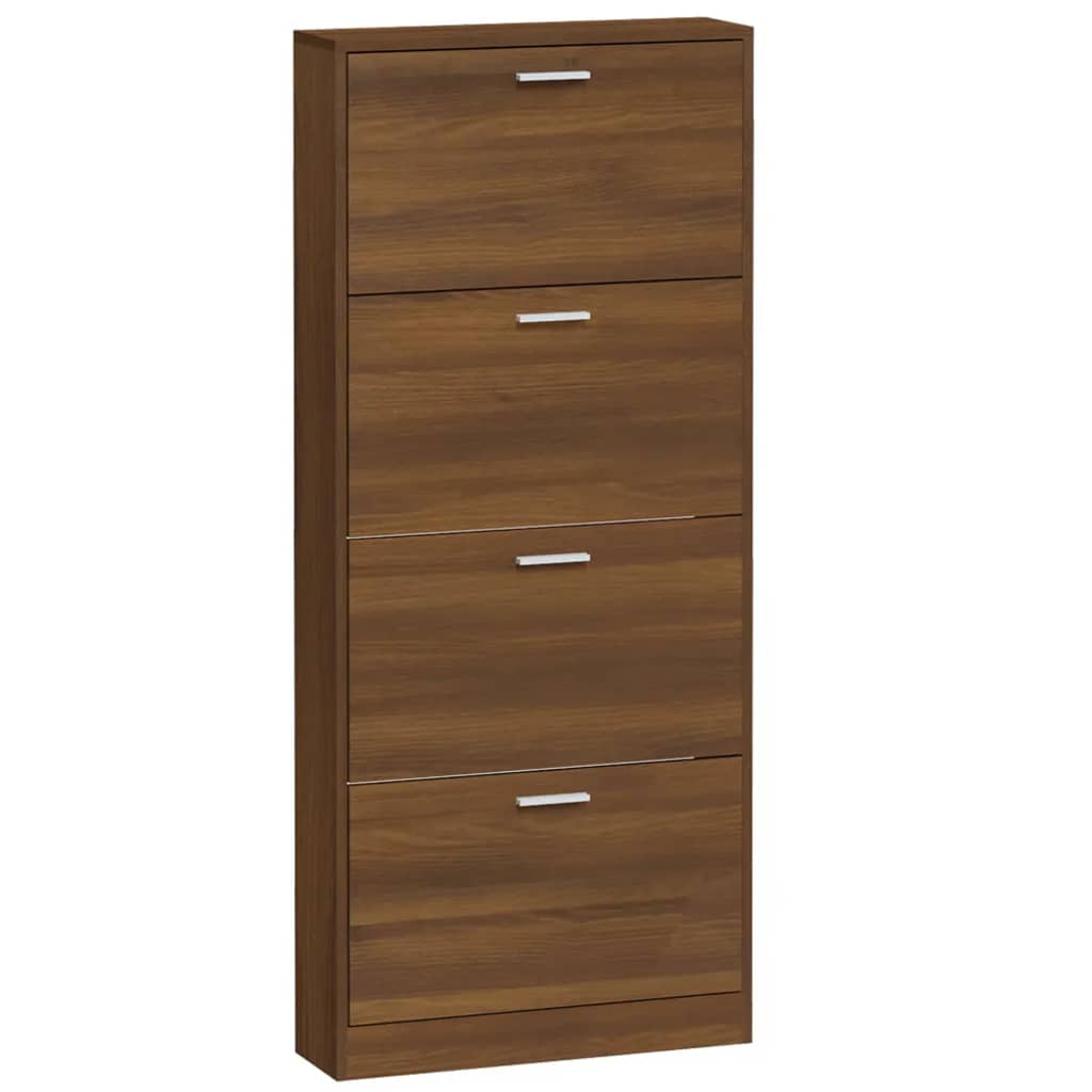 skoskab 59x17x150 cm konstrueret træ brun egetræsfarve