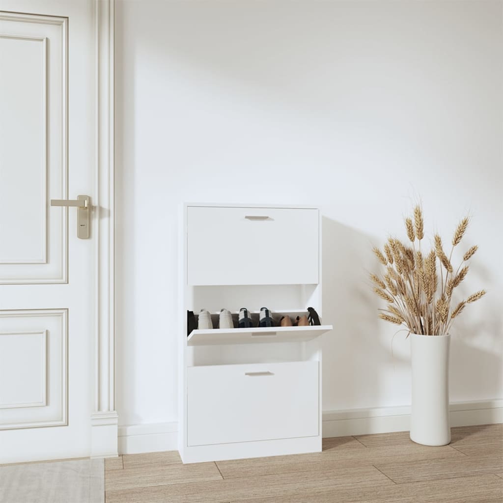 skoskab hvid 59x17x108 cm konstrueret træ