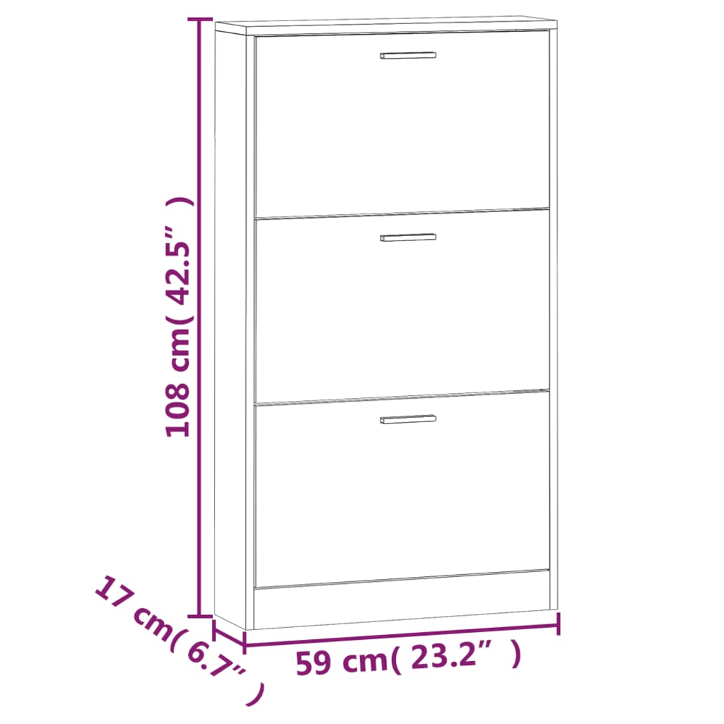 skoskab 59x17x108 cm konstrueret træ betongrå