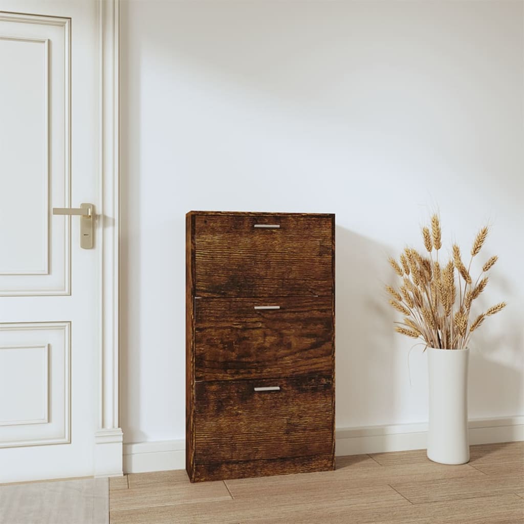 skoskab 59x17x108 cm konstrueret træ røget egetræsfarve
