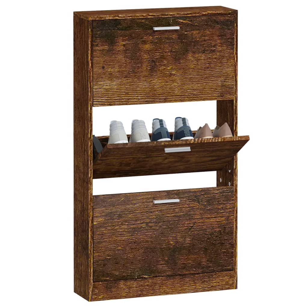 skoskab 59x17x108 cm konstrueret træ røget egetræsfarve