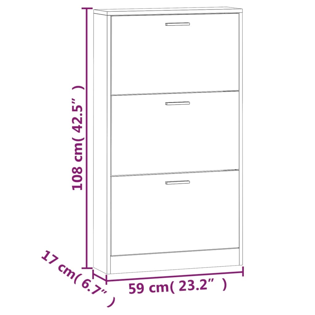 skoskab 59x17x108 cm konstrueret træ røget egetræsfarve