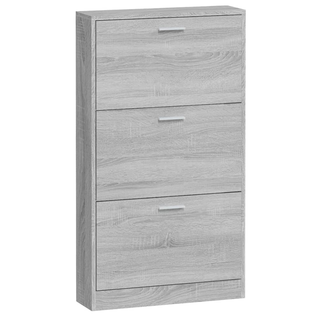skoskab 59x17x108 cm konstrueret træ grå sonoma-eg