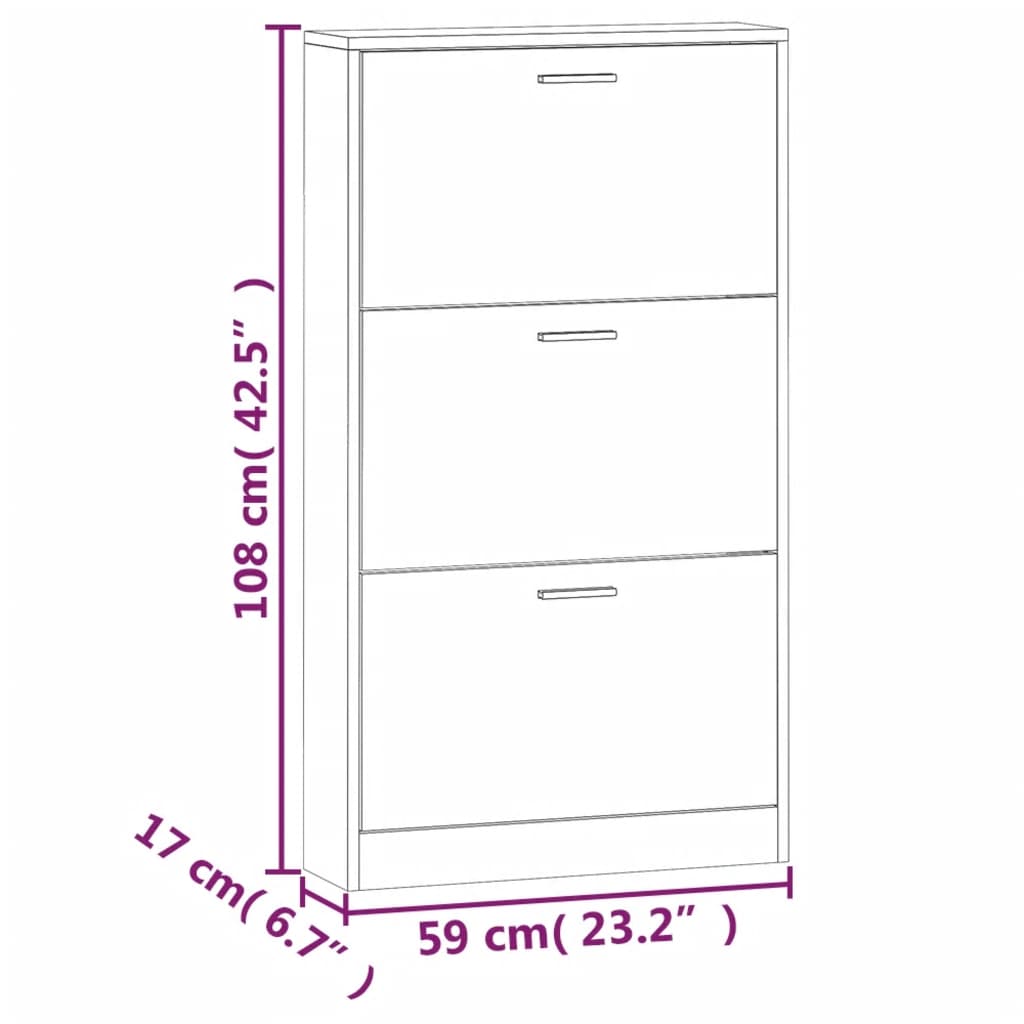 skoskab 59x17x108 cm konstrueret træ grå sonoma-eg
