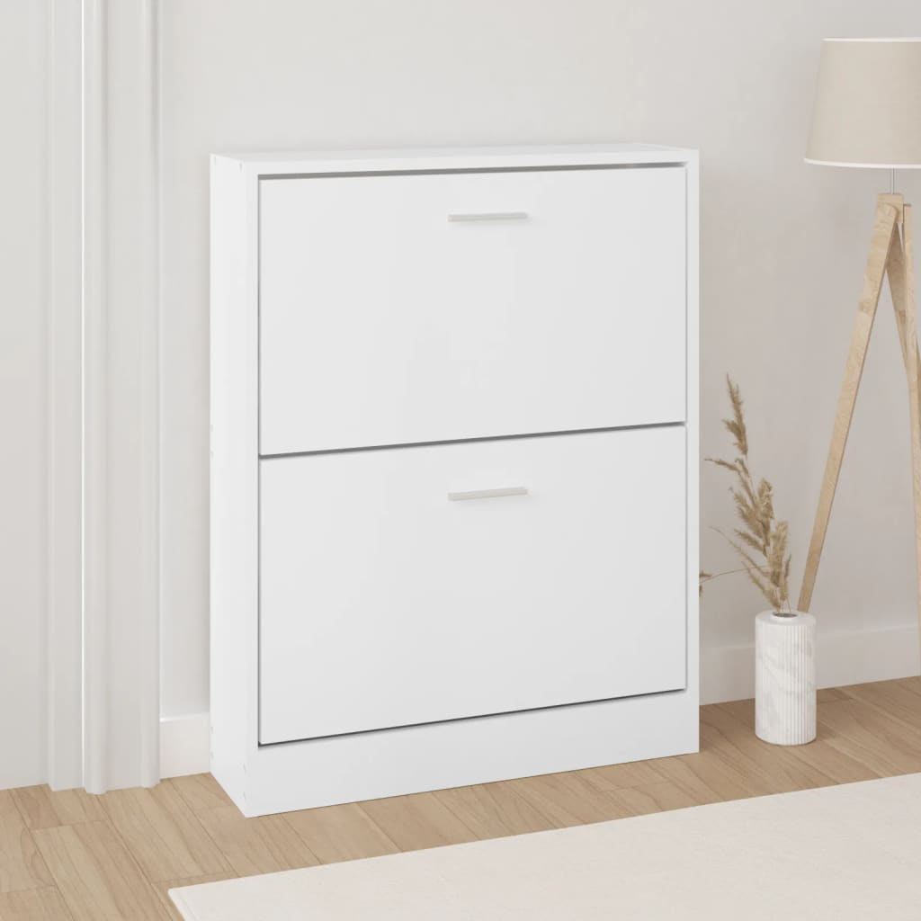 skoskab 59x17x81 cm konstrueret træ hvid