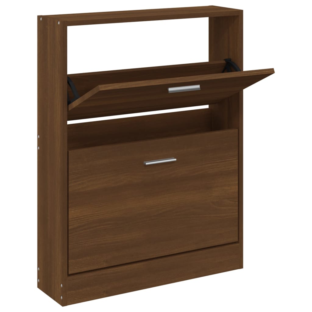 skoskab 59x17x81 cm konstrueret træ brun egetræ