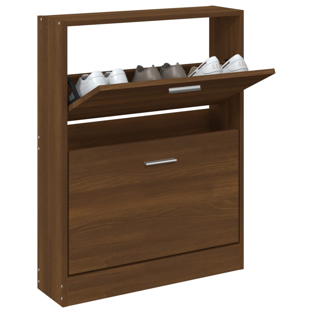 skoskab 59x17x81 cm konstrueret træ brun egetræ
