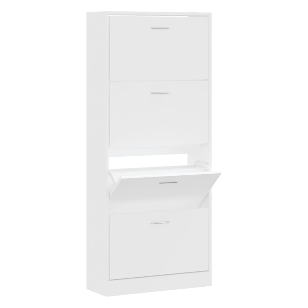 skoskab 63x24x147 cm konstrueret træ hvid