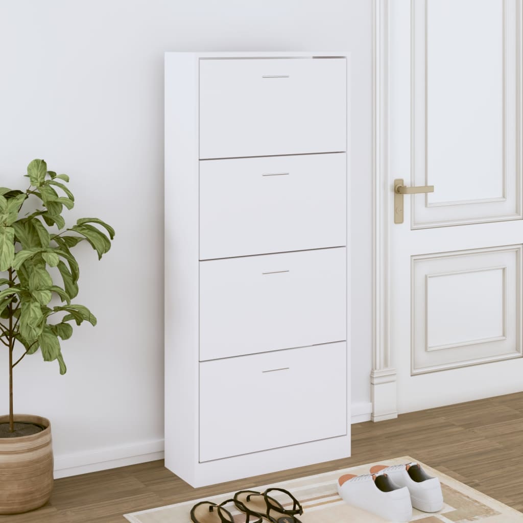 skoskab 63x24x147 cm konstrueret træ hvid
