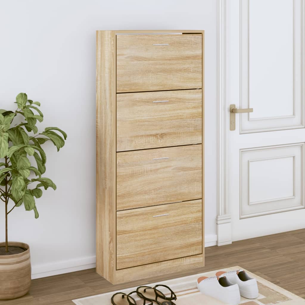 skoskab 63x24x147 cm konstrueret træ sonoma-eg