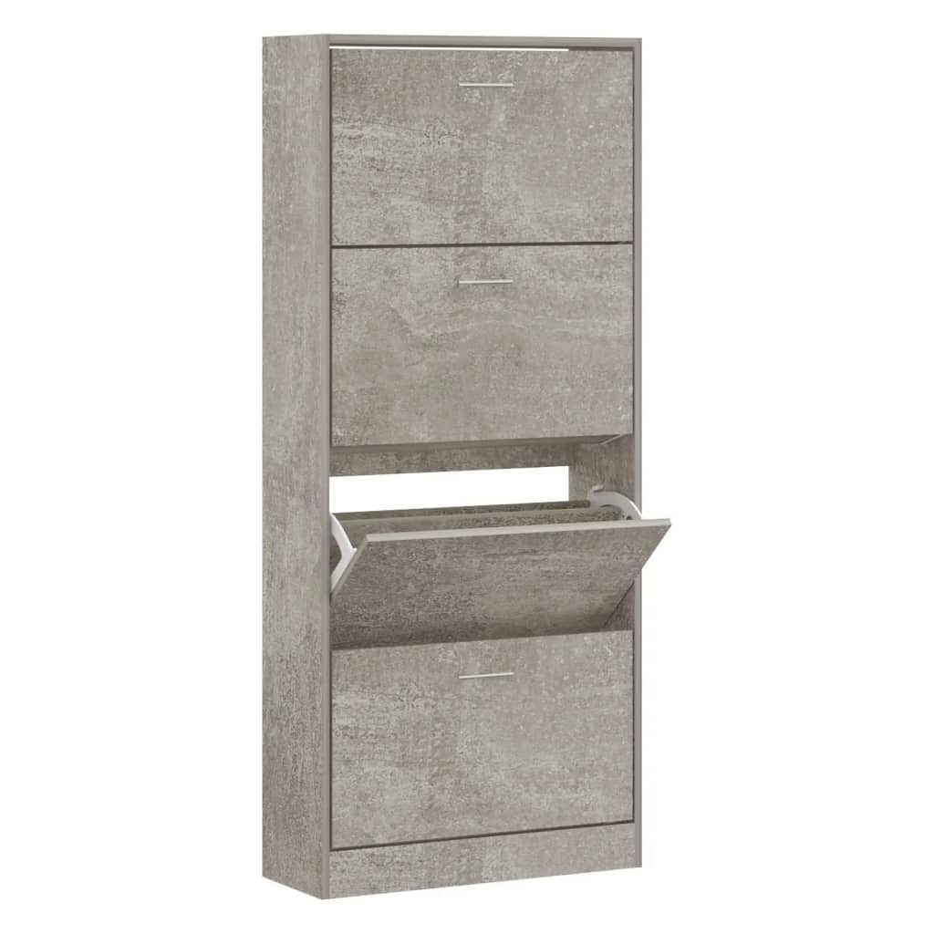 skoskab 63x24x147 cm konstrueret træ betongrå