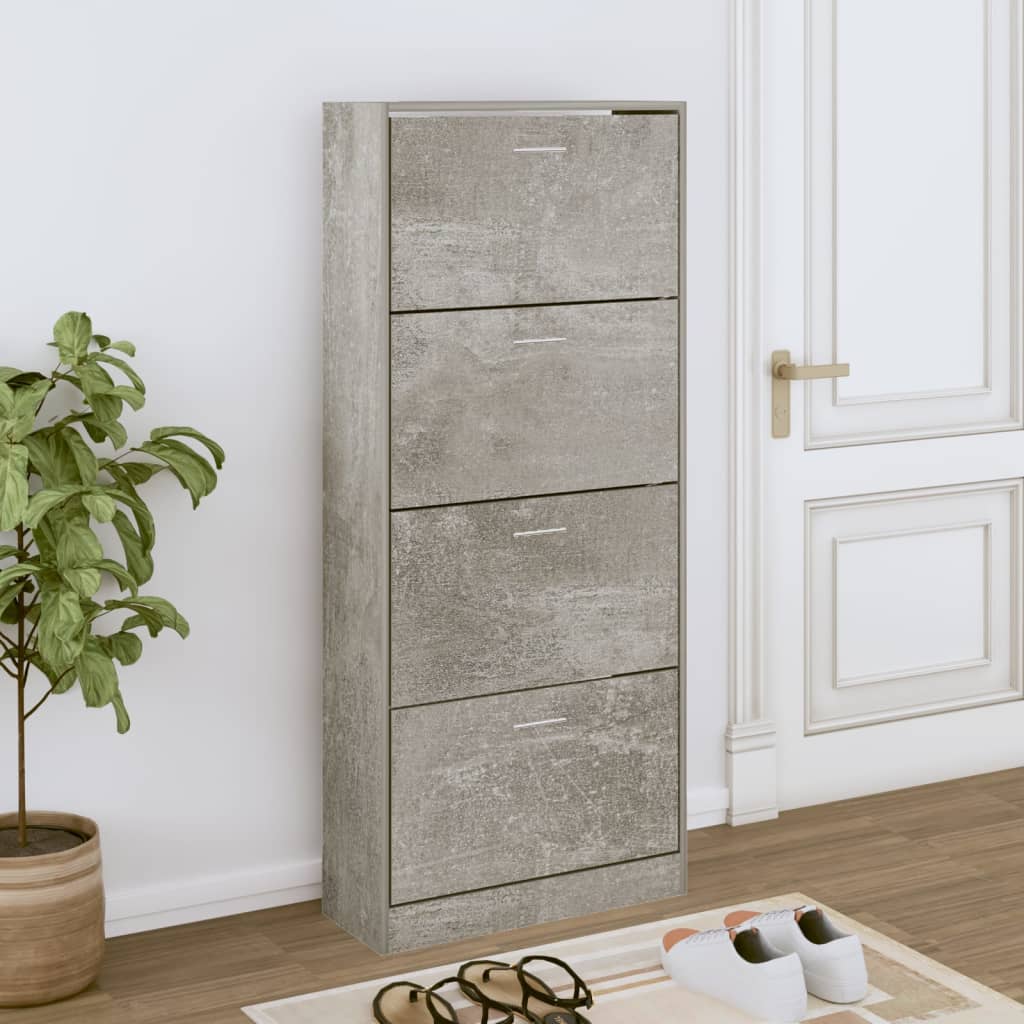 skoskab 63x24x147 cm konstrueret træ betongrå