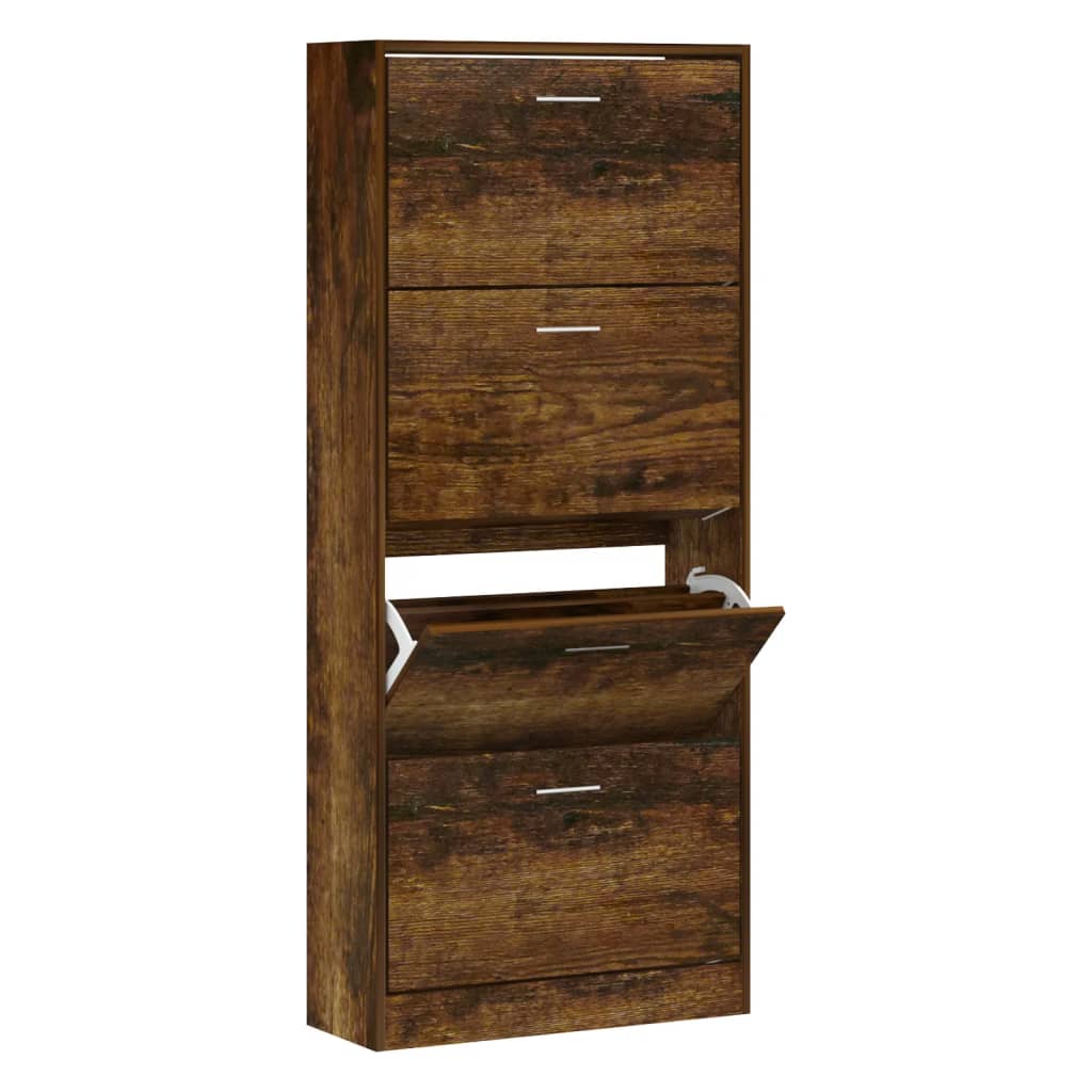 skoskab 63x24x147 cm konstrueret træ røget egetræsfarve