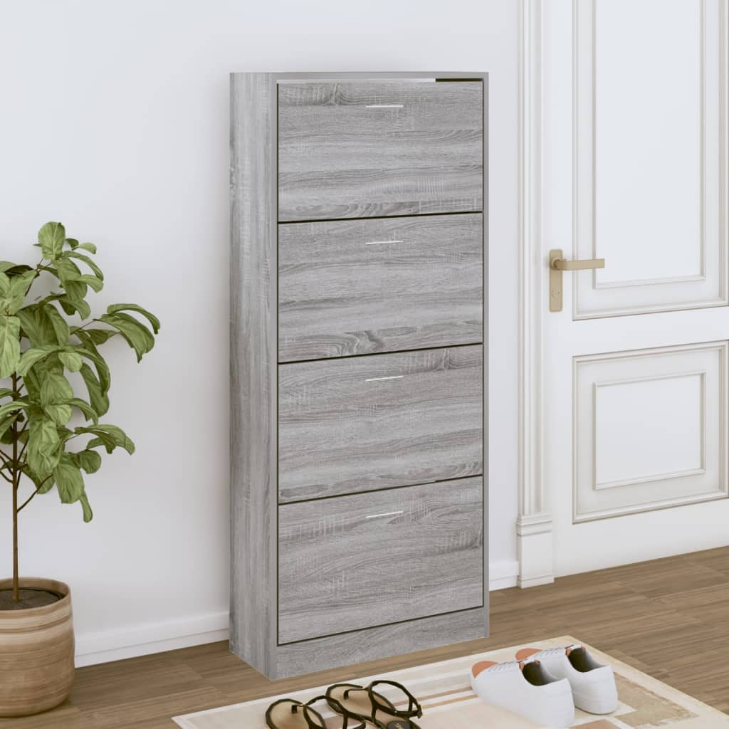 skoskab 63x24x147 cm konstrueret træ grå sonoma-eg