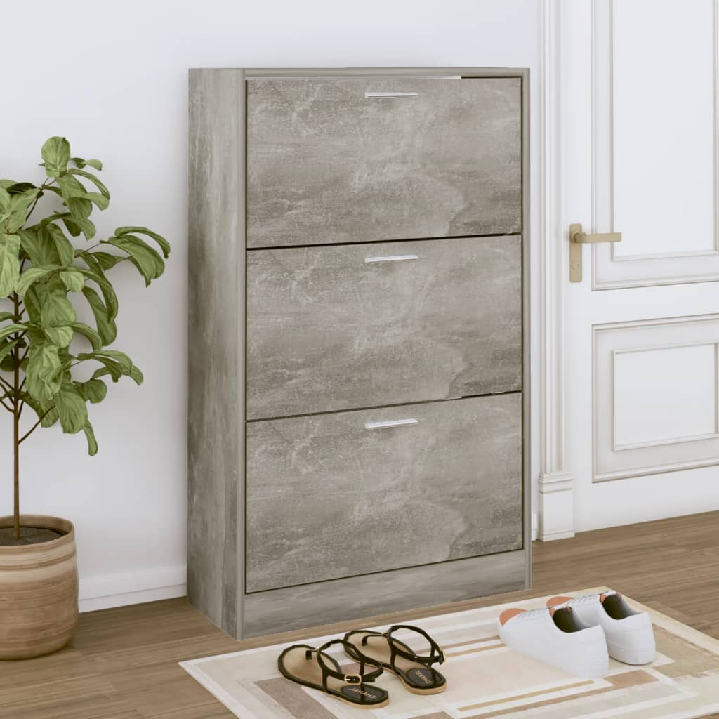 skoskab 63x24x103 cm konstrueret træ betongrå