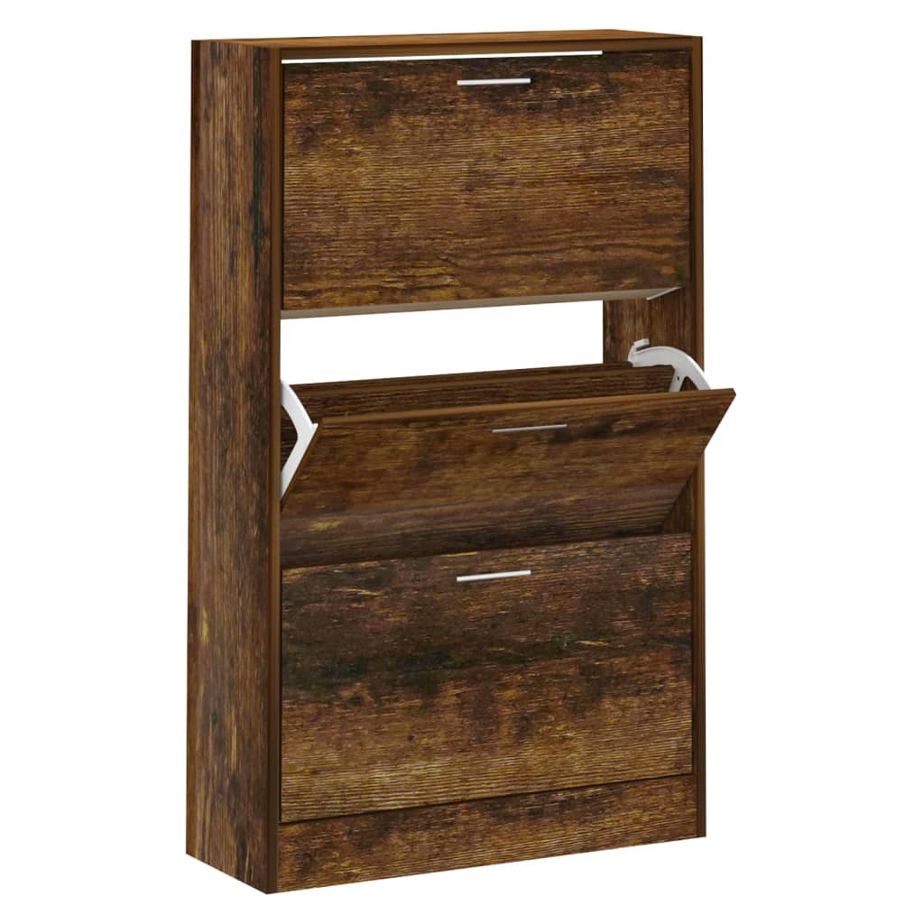 skoskab 63x24x103 cm konstrueret træ røget egetræsfarve