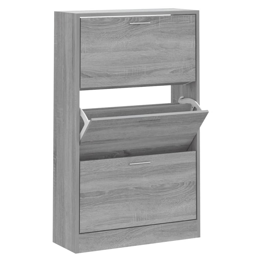 skoskab 63x24x103 cm konstrueret træ grå sonoma-eg