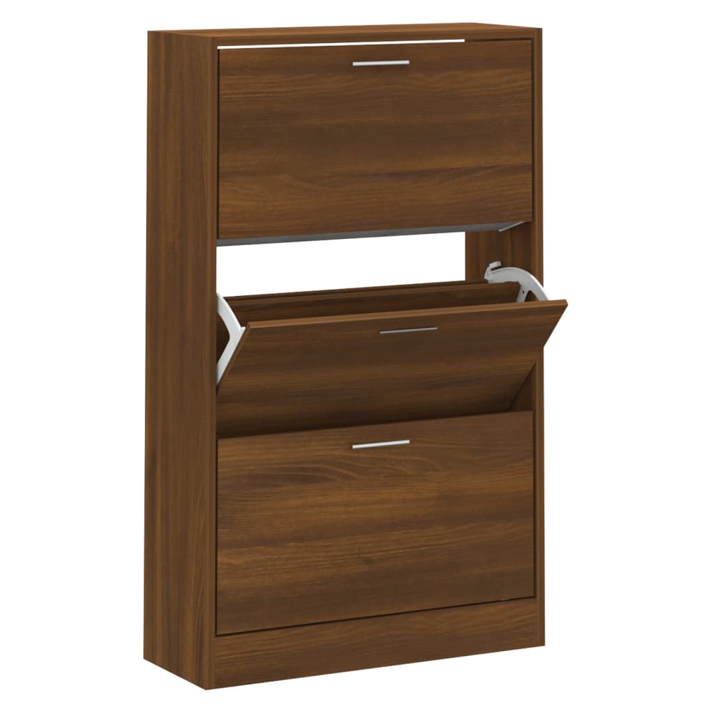 skoskab 63x24x103 cm konstrueret træ brun egetræsfarve