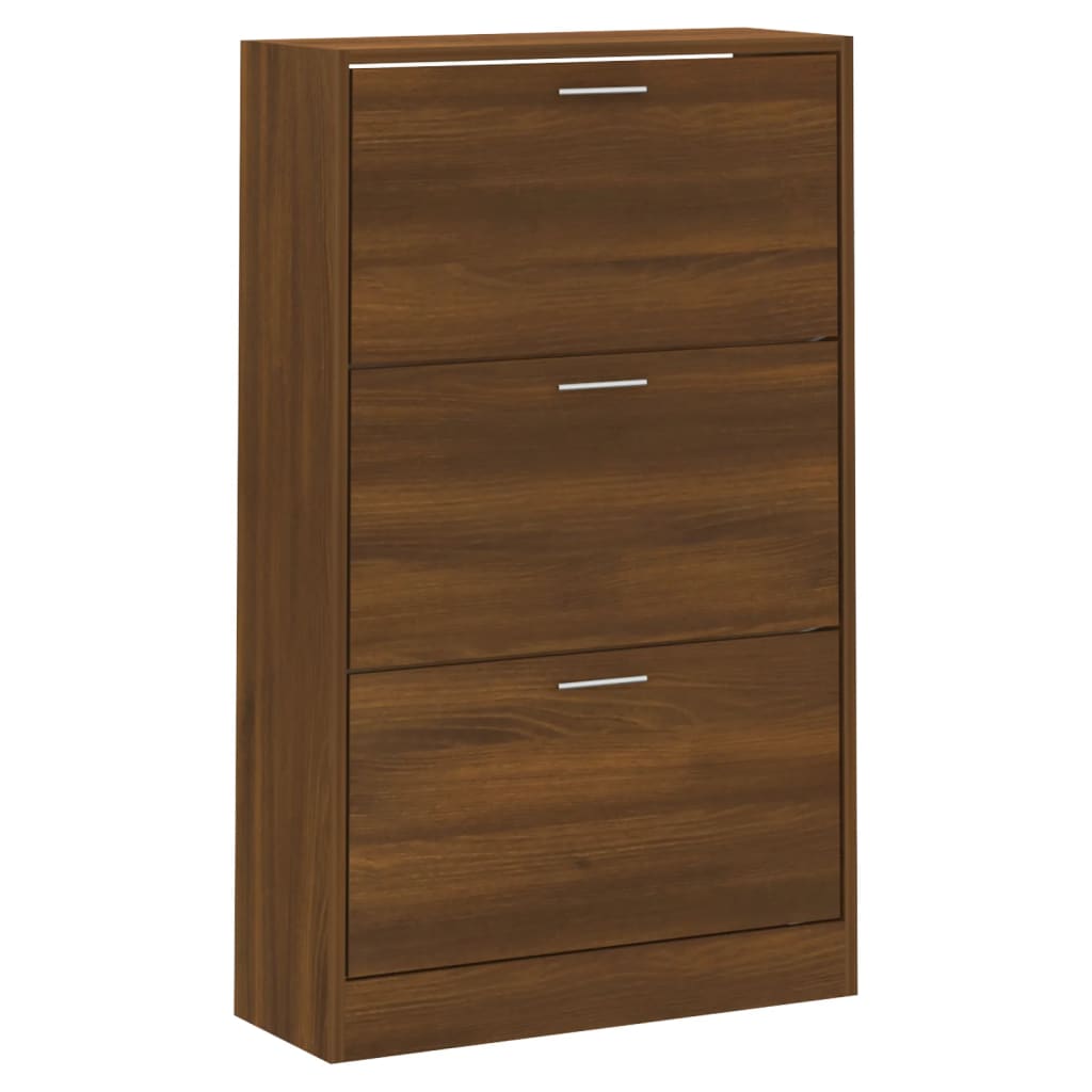 skoskab 63x24x103 cm konstrueret træ brun egetræsfarve