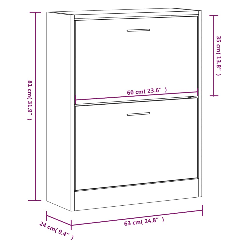 skoskab 63x24x81 cm konstrueret træ betongrå
