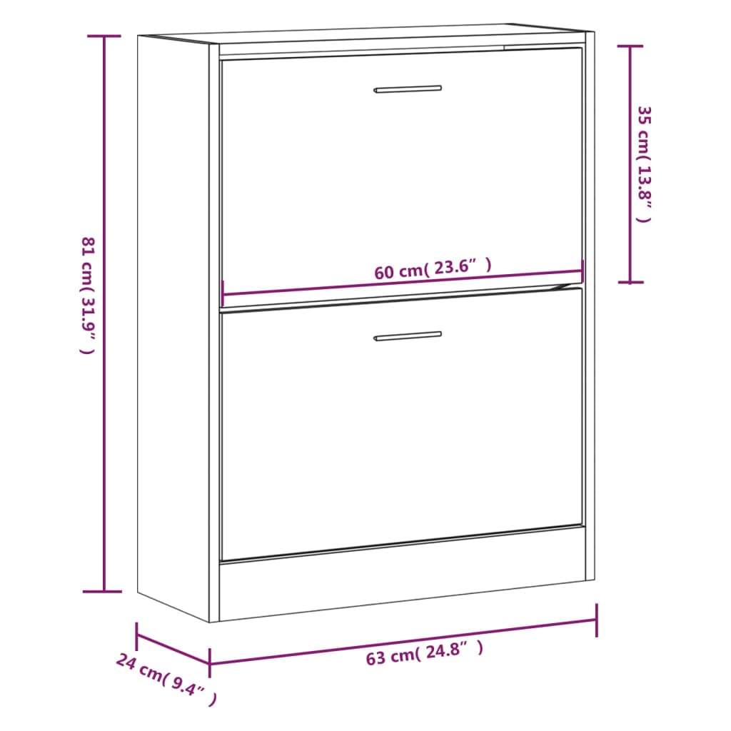 skoskab 63x24x81 cm konstrueret træ grå sonoma-eg
