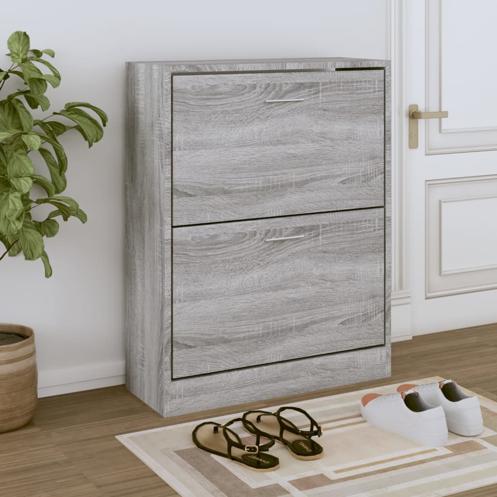 skoskab 63x24x81 cm konstrueret træ grå sonoma-eg