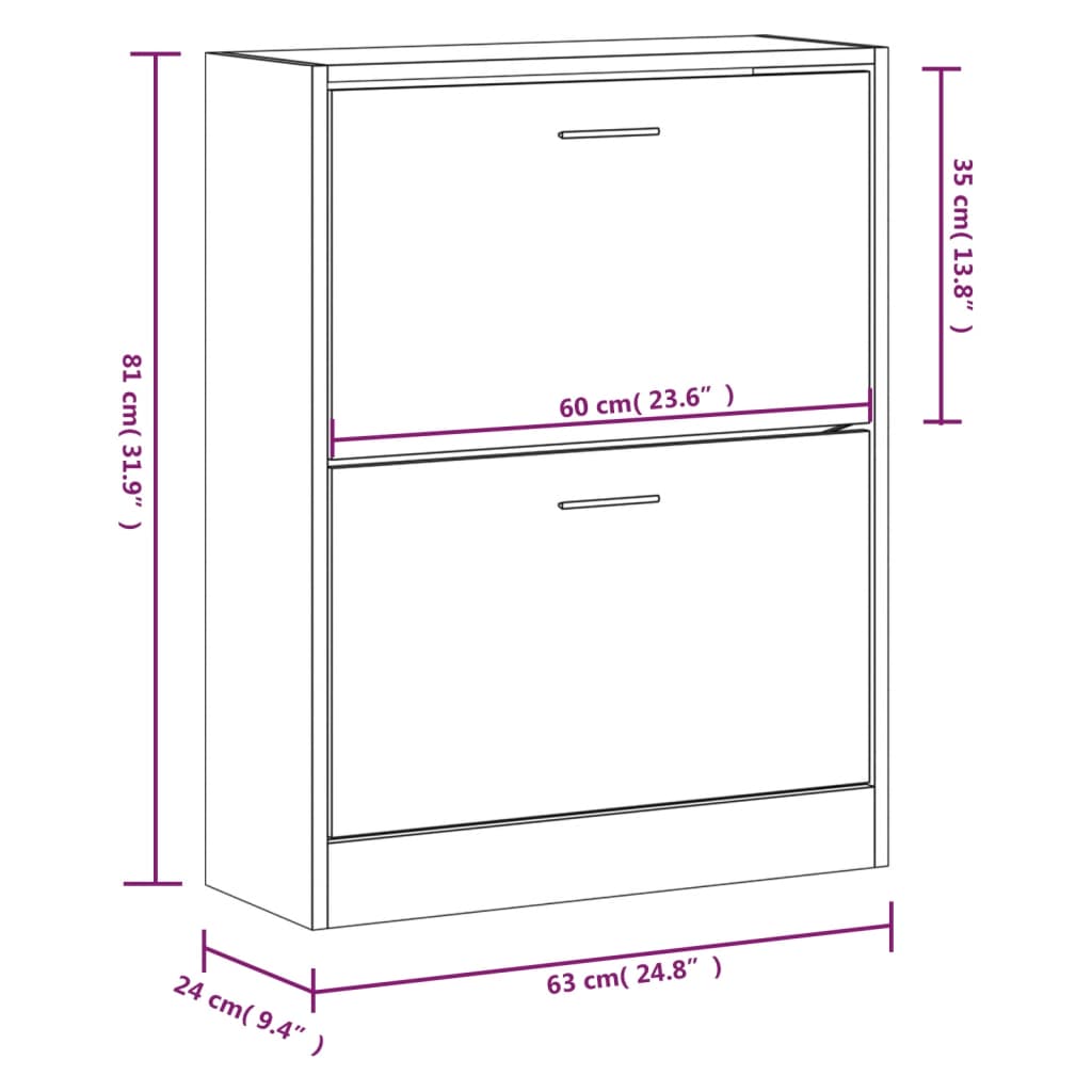 skoskab 63x24x81 cm konstrueret træ brun egetræ
