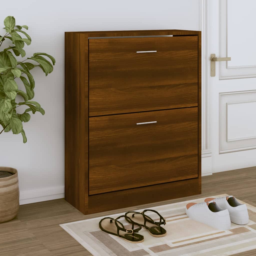 skoskab 63x24x81 cm konstrueret træ brun egetræ
