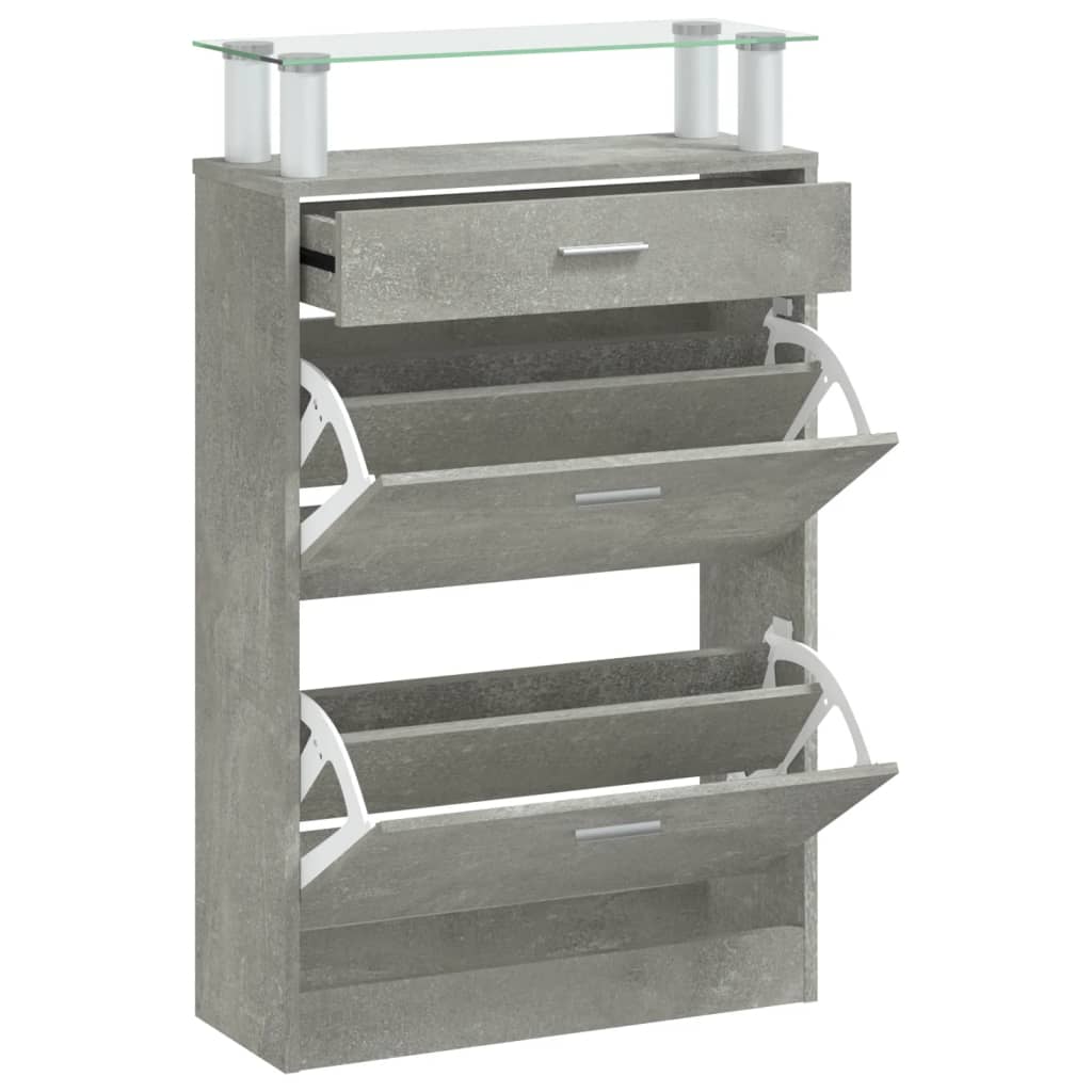 skoskab 63x24x104 cm konstrueret træ betongrå