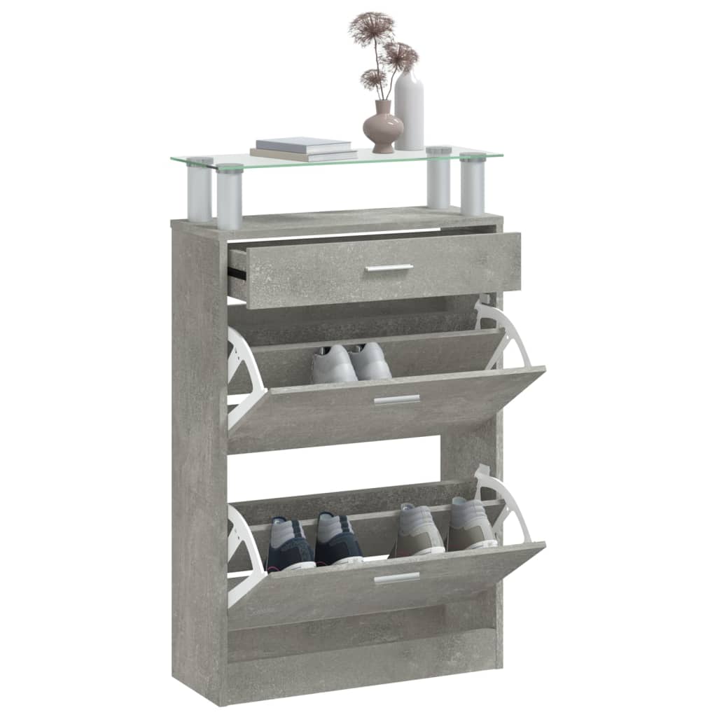 skoskab 63x24x104 cm konstrueret træ betongrå