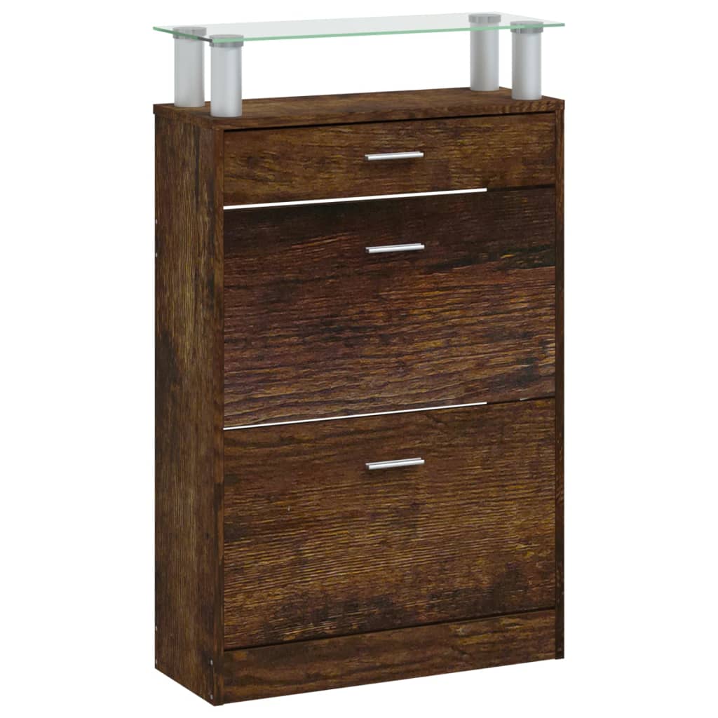 skoskab 63x24x104 cm konstrueret træ røget egetræsfarve