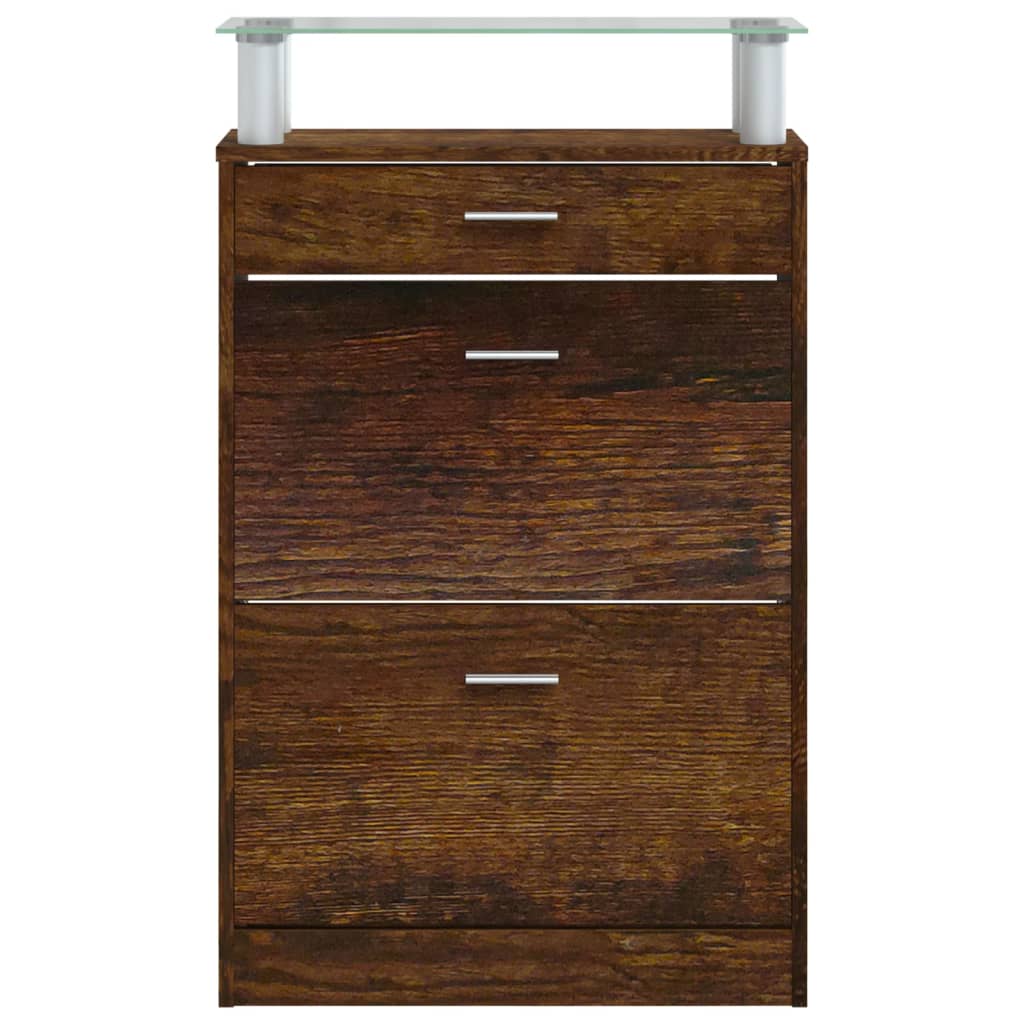 skoskab 63x24x104 cm konstrueret træ røget egetræsfarve