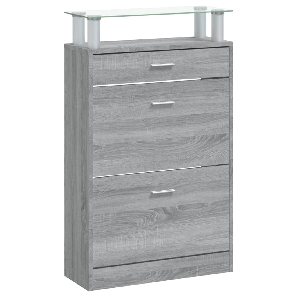 skoskab 63x24x104 cm konstrueret træ grå sonoma-eg