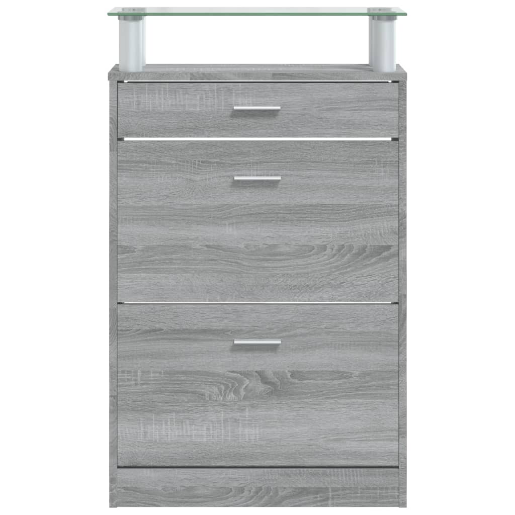 skoskab 63x24x104 cm konstrueret træ grå sonoma-eg
