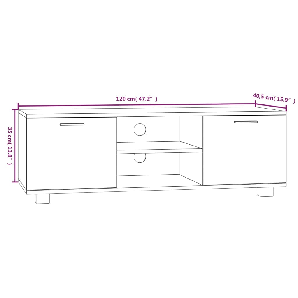 tv-bord 120x40,5x35 cm konstrueret træ røget egetræ