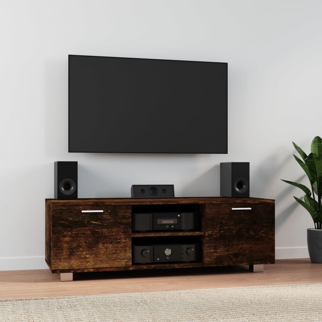 tv-bord 120x40,5x35 cm konstrueret træ røget egetræ