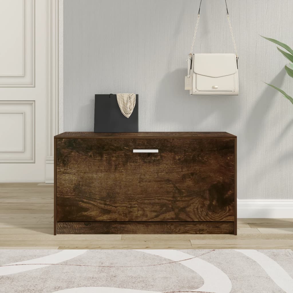 skobænk 80x24x45 cm konstrueret træ røget egetræsfarve