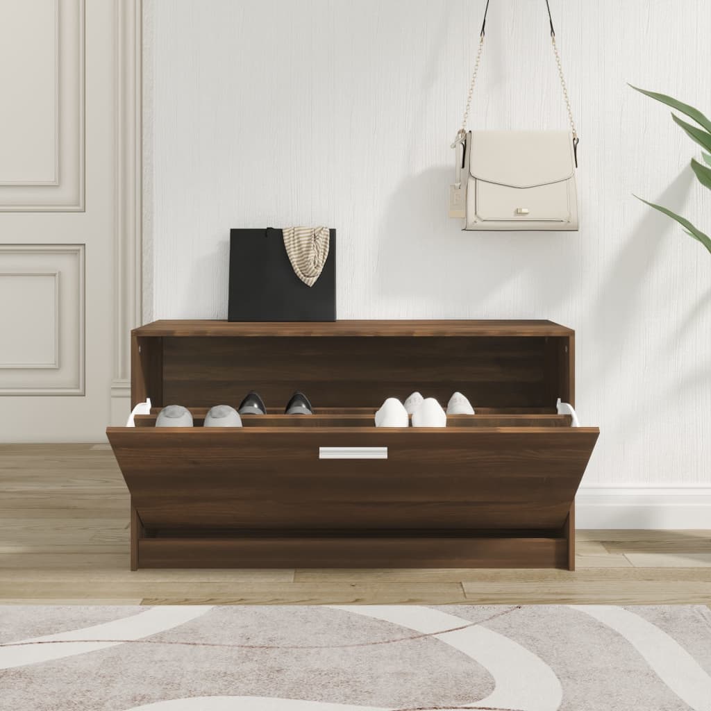 skobænk 80x24x45 cm konstrueret træ brun egetræsfarve