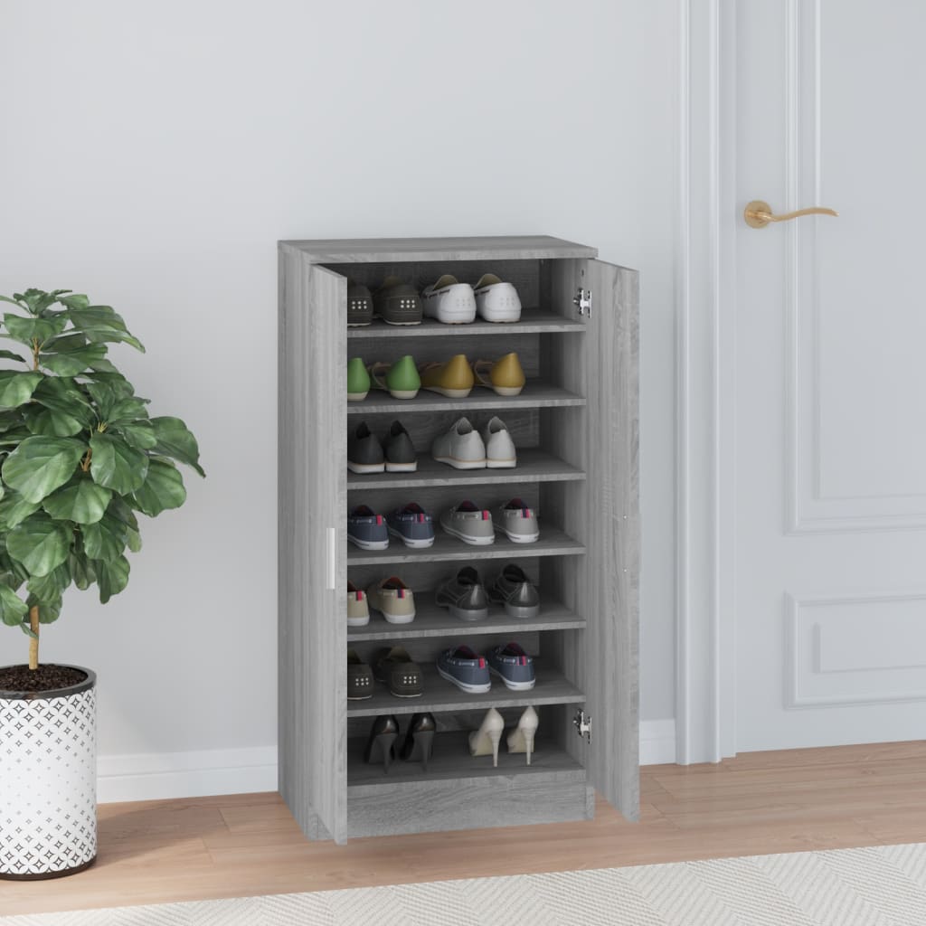 skoskab 55x35x108 cm konstrueret træ grå sonoma-eg