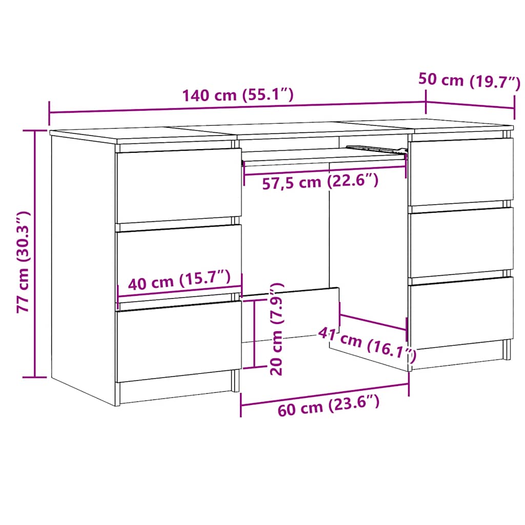 skænk 140x50x77 cm konstrueret træ grå sonoma-eg