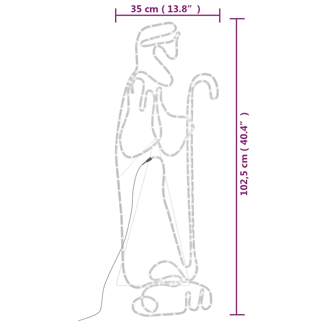 fårehyrde og lam julefigur 168 LED'er 102,5x35 cm