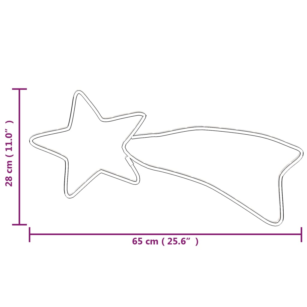 stjerneskud julefigur 48 LED'er 65x28 cm varmt hvidt lys