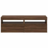 tv-borde med LED-lys 2 stk. 60x35x40 cm brun eg