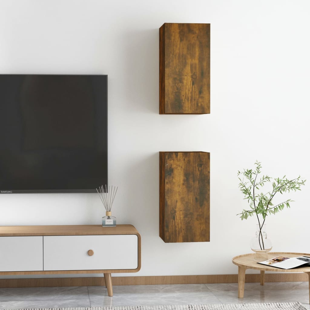 tv-skabe 4 stk. 30,5x30x60 cm konstrueret træ røget egetræ