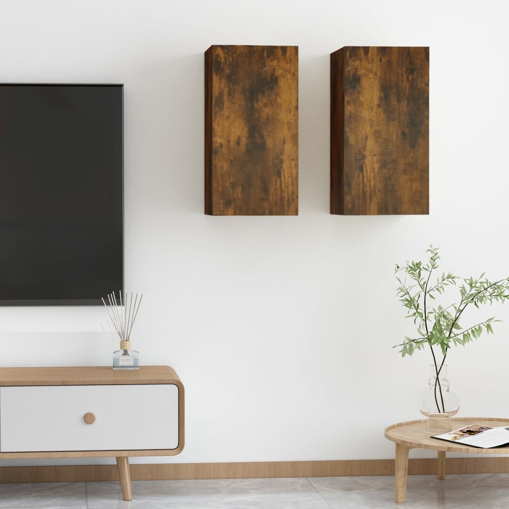 tv-skabe 4 stk. 30,5x30x60 cm konstrueret træ røget egetræ