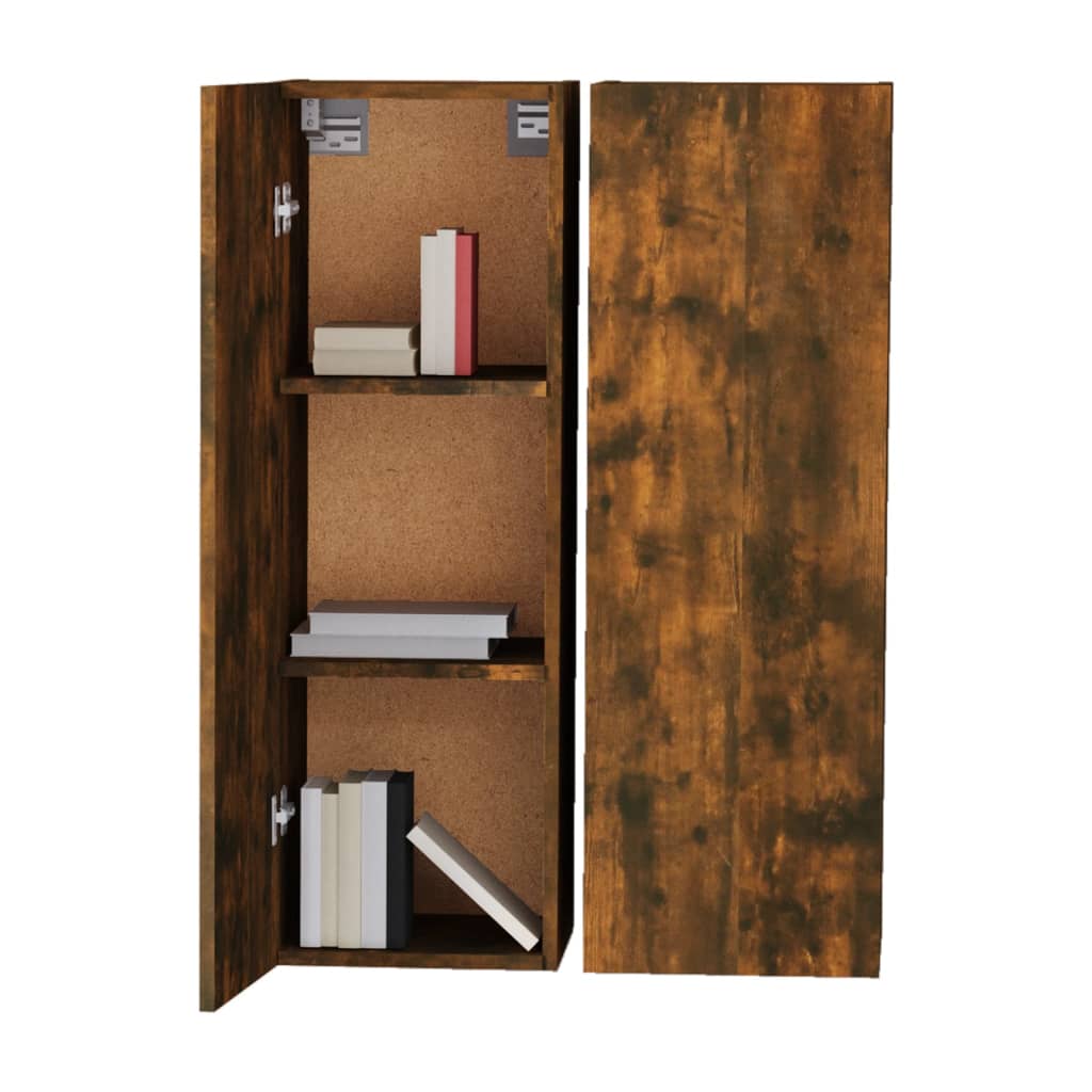 tv-skabe 2 stk. 30,5x30x90 cm konstrueret træ røget egetræ