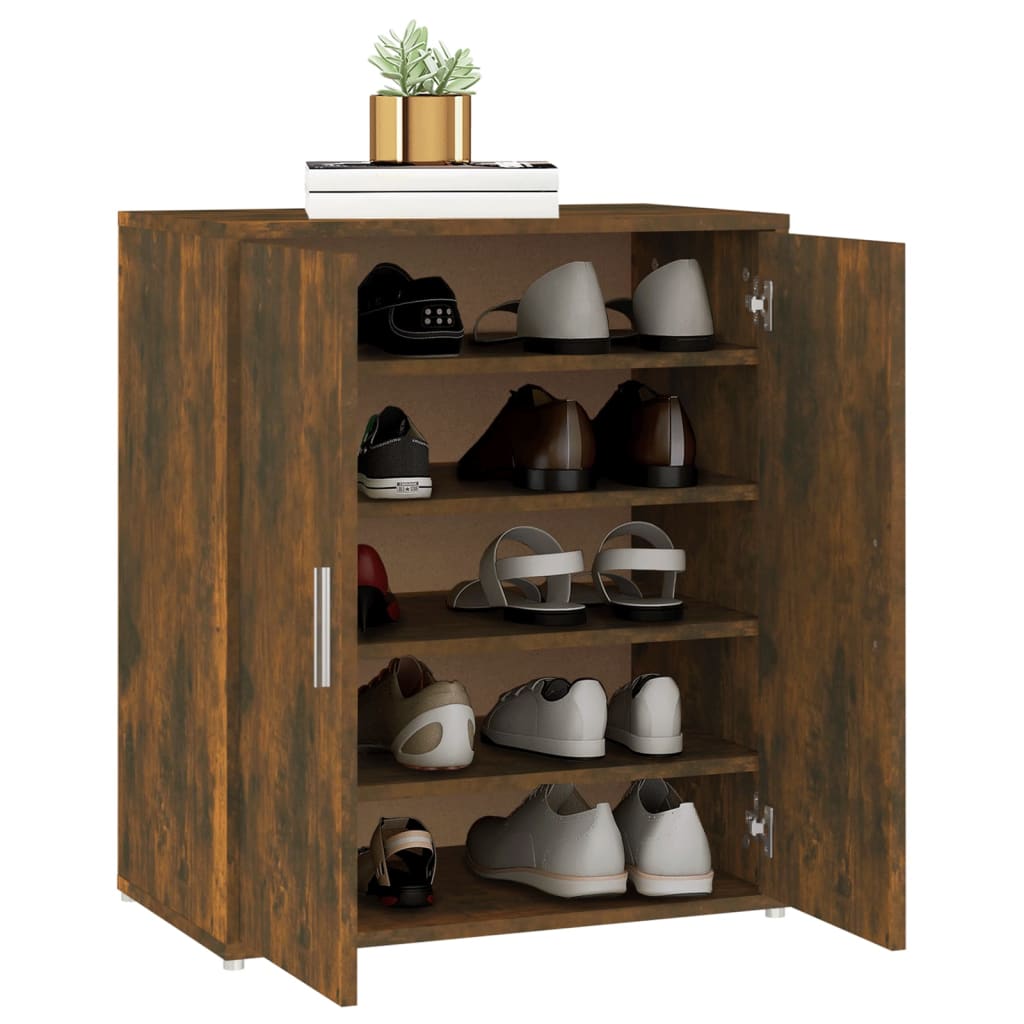 skoskab 60x35x70 cm konstrueret træ røget egetræ