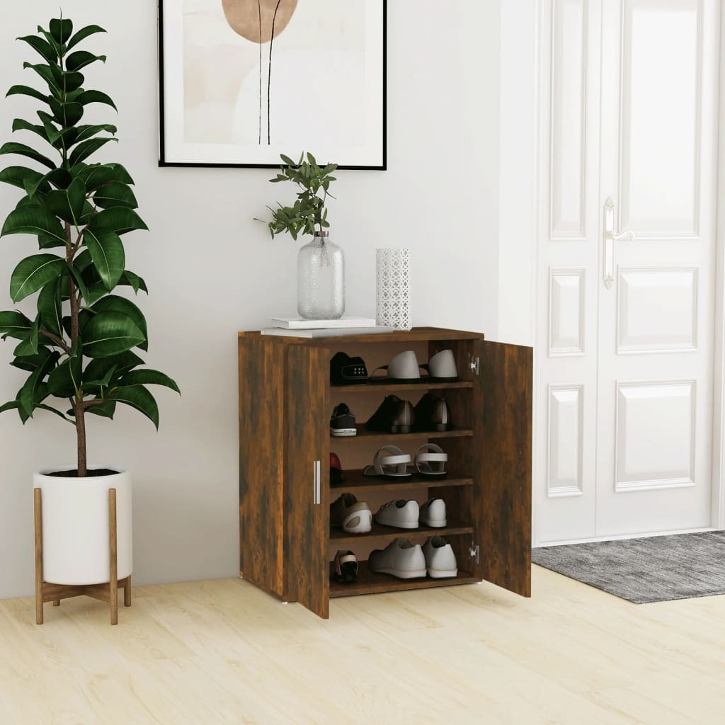 skoskab 60x35x70 cm konstrueret træ røget egetræ
