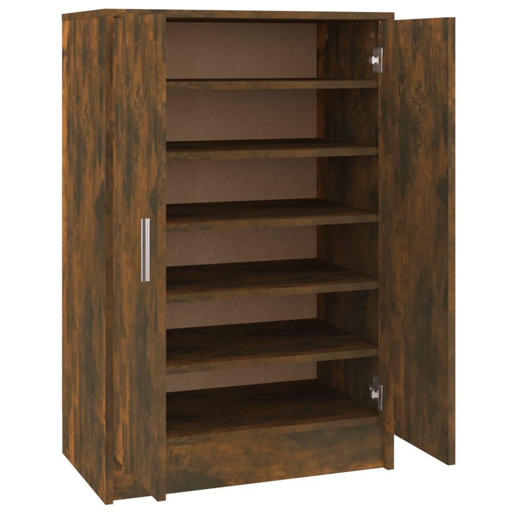 skoskab 60x35x92 cm konstrueret træ røget egetræ