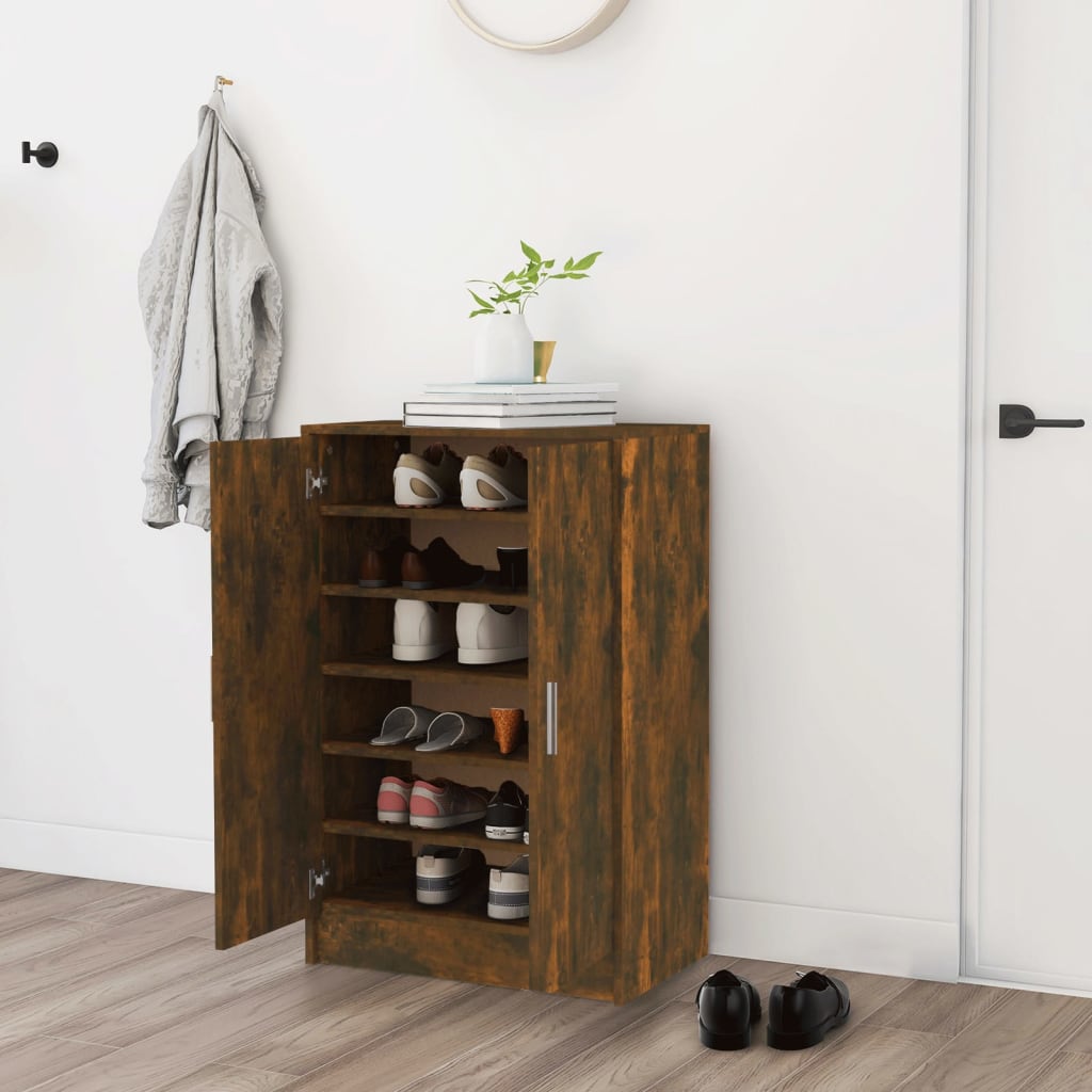 skoskab 60x35x92 cm konstrueret træ røget egetræ